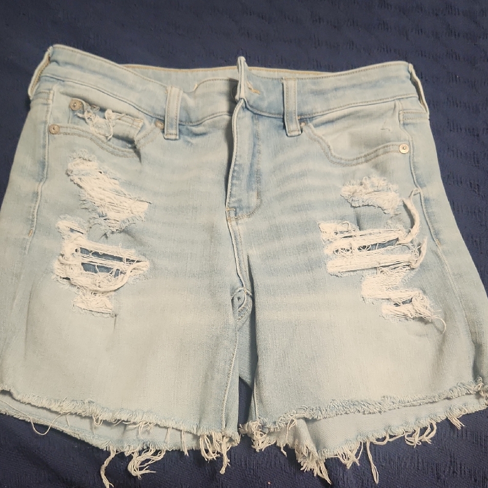 American Eagle Outfitters Sky Blue Ripped Jean Shorts